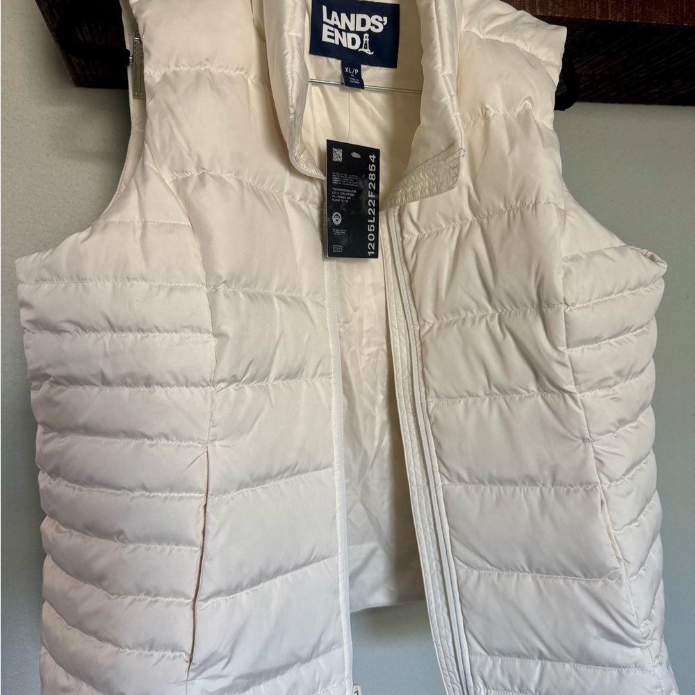 Lands' End White Puffer Vest